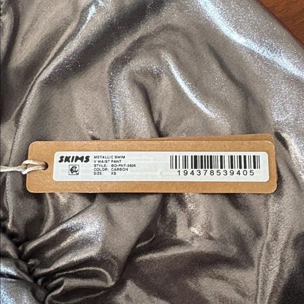 Skims Metallic Swim V Waist Pants in Carbon. XS. NWT!